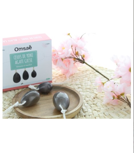 Coffret Oeufs De Yoni En Agate Grise