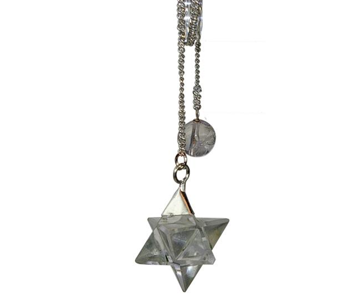 Pendule Merkaba en cristal de roche