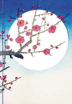 Carnet Branche de prunier rouge devant la lune d'été 16x23cm