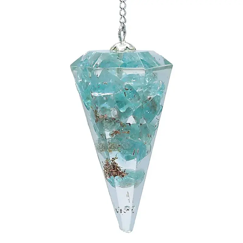 Pendule Apatite pointe à facette en orgonite 