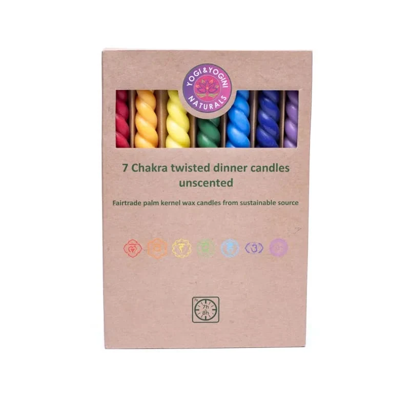 Bougies torsadées Chakra non parfumées (lot de 7 )